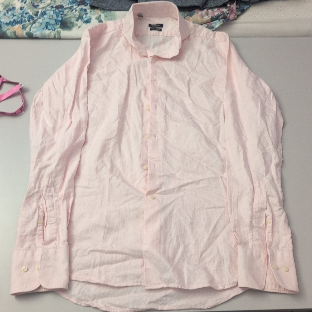 SUITSUPPLY Cotton Pink Long Button Shirt